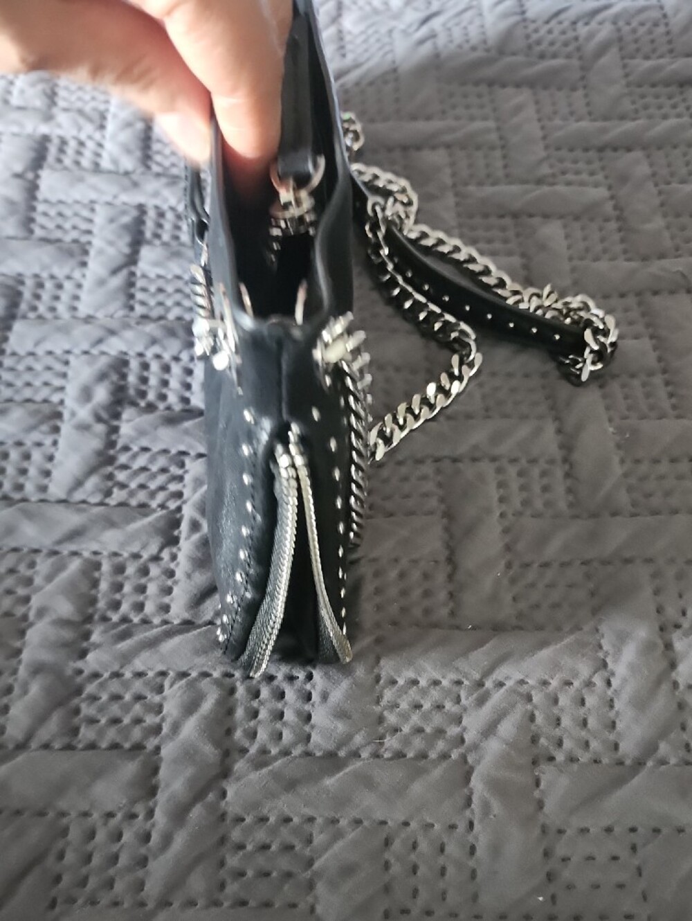 Zara Black Studded Chain-Handle Shoulder Bag - Picture 4 of 12